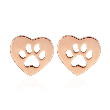 1 Pair Cute Paw Print Plating 304 Stainless Steel 18K Gold Plated Ear Studs