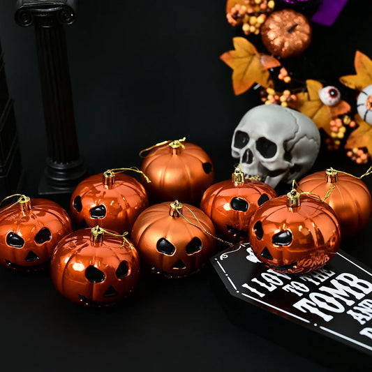 Halloween Christmas Tree Decoration 8cm Ghost Face Pumpkin Colorful Plastic Ball Festival Party Decoration