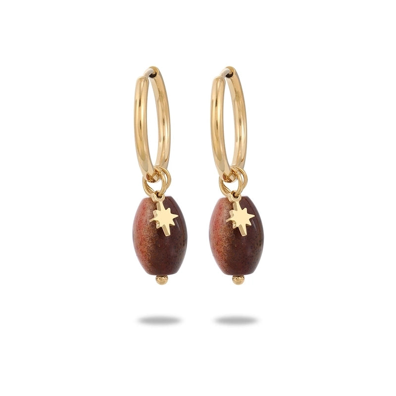 304 Stainless Steel Natural Stone Minimalist Plating Geometric Star Drop Earrings