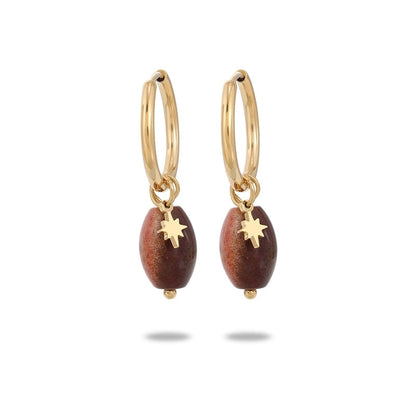 304 Stainless Steel Natural Stone Minimalist Plating Geometric Star Drop Earrings