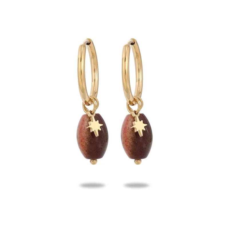 304 Stainless Steel Natural Stone Minimalist Plating Geometric Star Drop Earrings