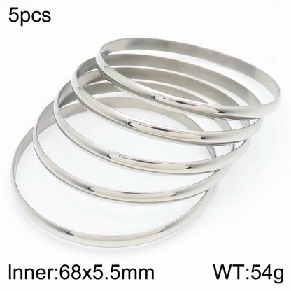 Minimalist Round Stainless Steel 18K Gold Plated Bangle In Bulk