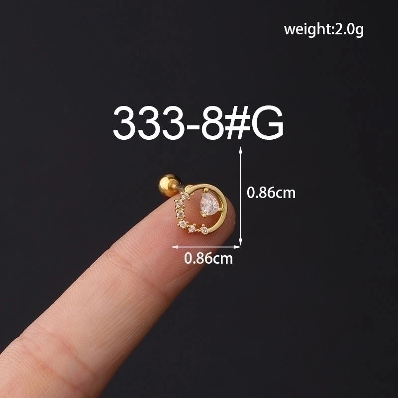 Ear Cartilage Rings & Studs Fashion Geometric Copper Plating Artificial Gemstones