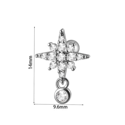 1 Piece Ear Cartilage Rings & Studs Elegant Glam Flower 304 Stainless Steel Copper Inlay Zircon