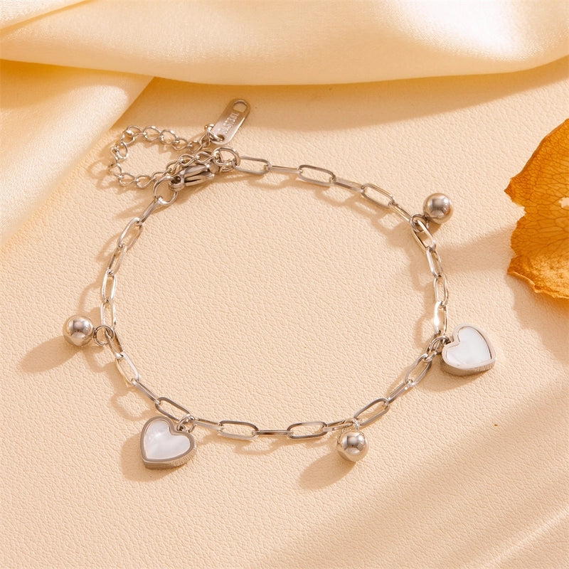 IG Style Sweet Star Heart Shape Butterfly Titanium Steel Acrylic 18K Gold Plated Inlay Bracelets Anklet