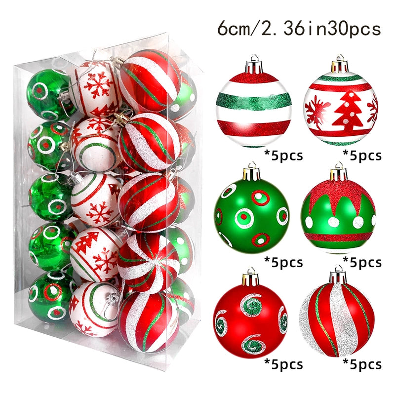6cm30 Christmas Decorations Electroplated Plastic Painted Ball Christmas Ball Suit Ball Pendant