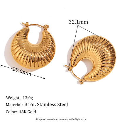 Fashion Round Circle Geometric Stainless Steel 18K Gold Plated Earrings