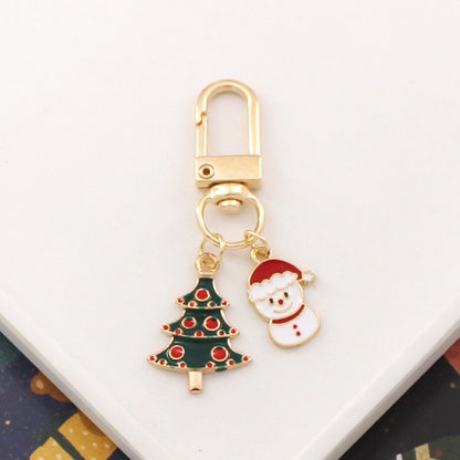 Cartoon Christmas Series Metal Keychain Hanging Christmas Tree Candy Snowman Pendant Small Gifts