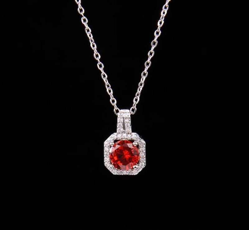 Ig Style Polygon Copper Inlay Zircon Pendant Necklace