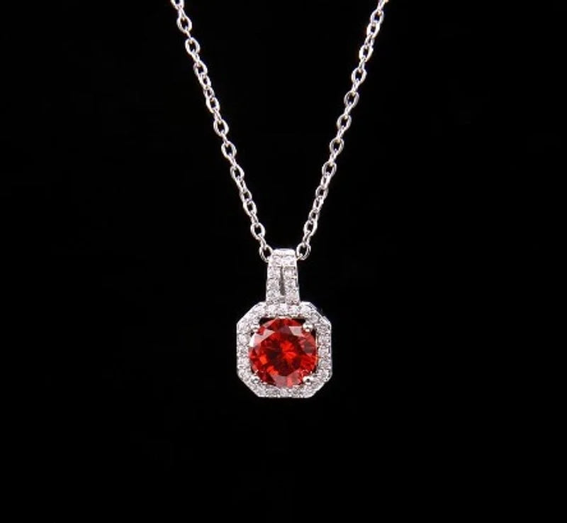 Ig Style Polygon Copper Inlay Zircon Pendant Necklace