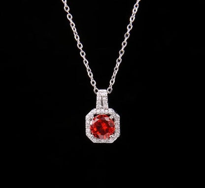 Ig Style Polygon Copper Inlay Zircon Pendant Necklace