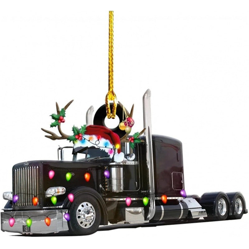 Christmas Tree Decoration Truck Steamboat Excavator Fire Truck Jeep Hanging Pendant Christmas Party Gift