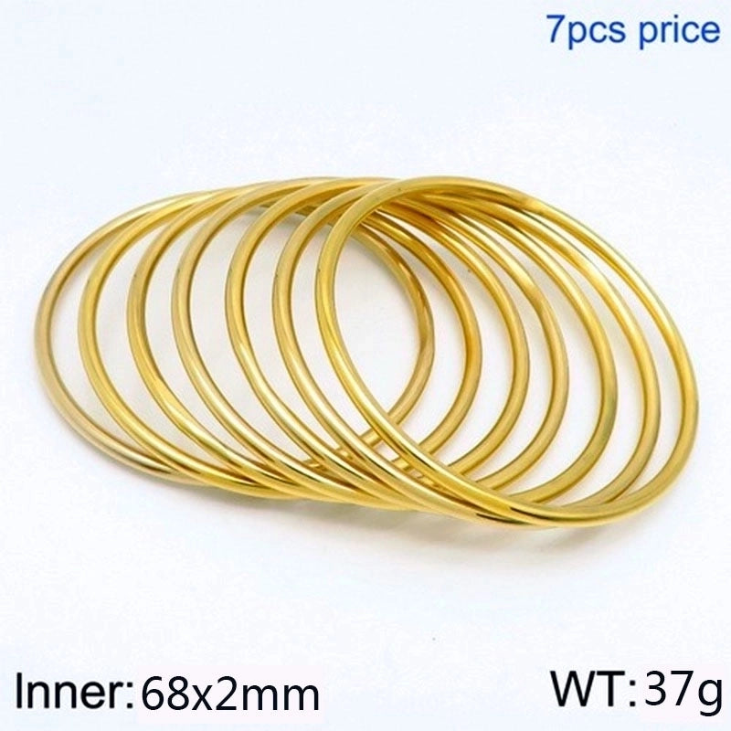 304 Stainless Steel 18K Gold Plated Minimalist Round Solid Color Bangle