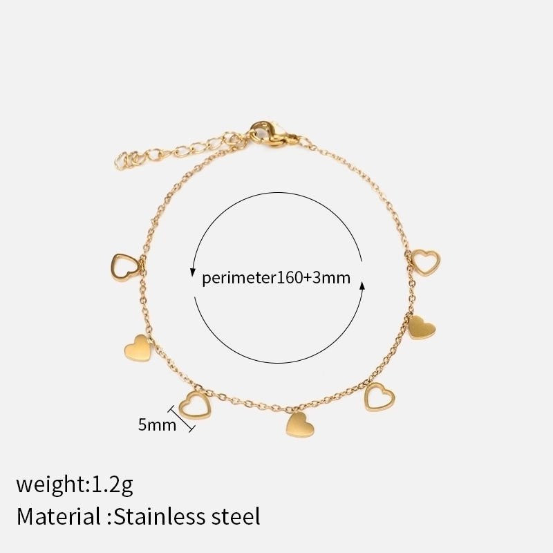 Elegant Minimalist Heart Shape 304 Stainless Steel 18K Gold Plated Bracelets In Bulk