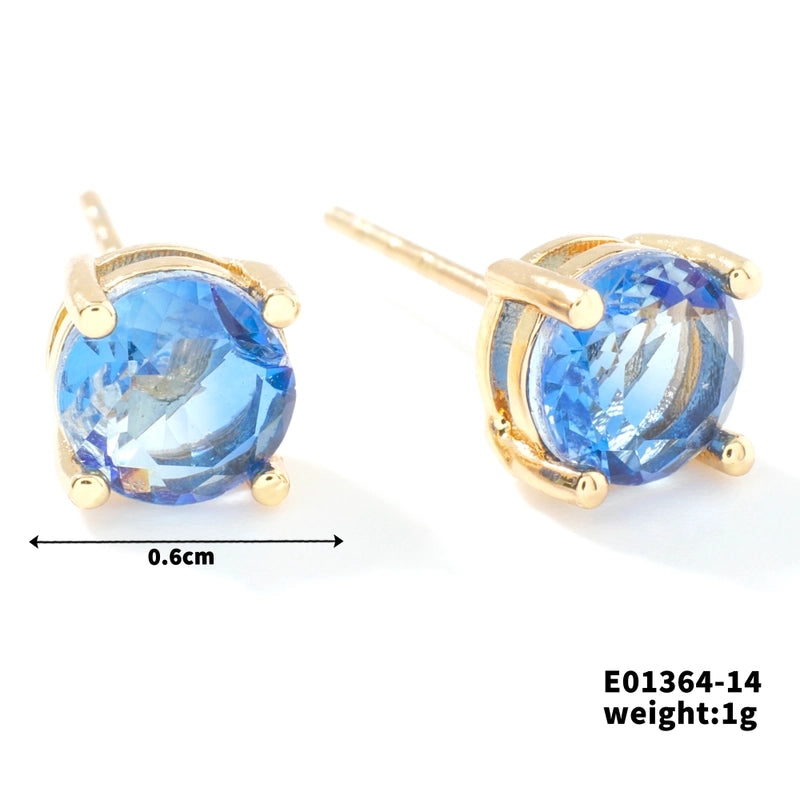 1 Pair Minimalist Geometric Plating Inlay Copper Glass K Gold Plated Rhodium Plated Ear Studs