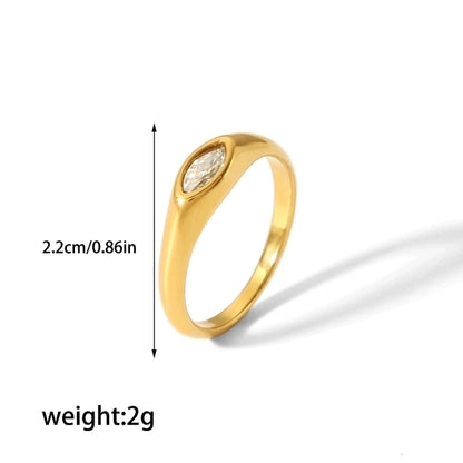 304 Stainless Steel Casual Korean Style Plating Inlay Round Zircon Rings