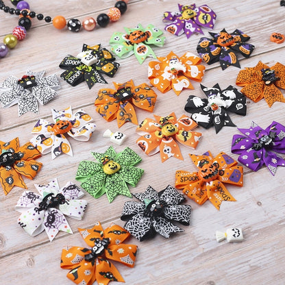 Halloween Funny Halloween Pattern Rib Ribbon Party Hairpin