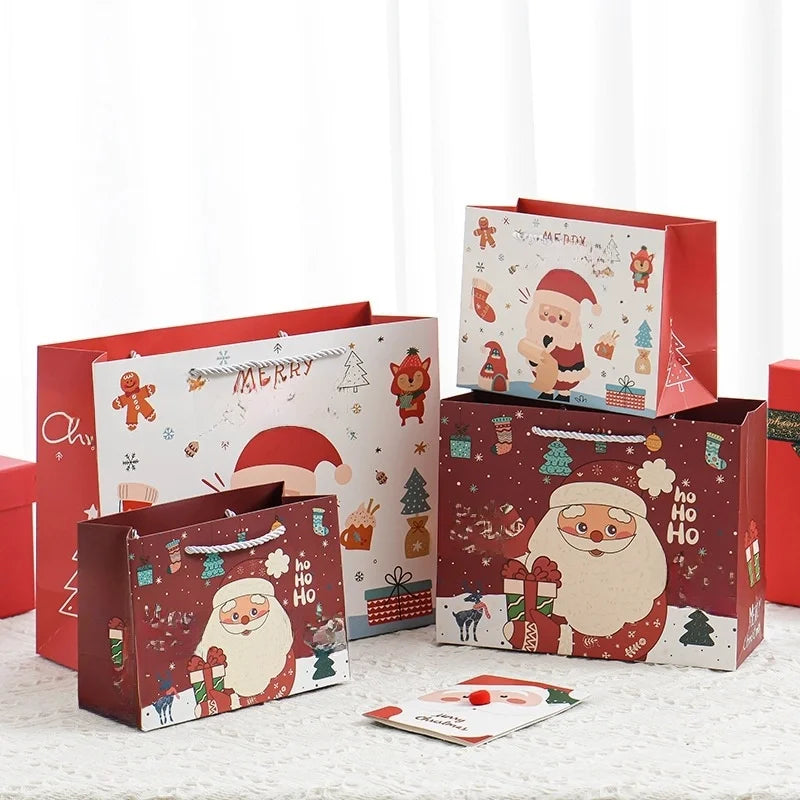 Christmas Cute Christmas Tree Santa Claus White Cardboard Holiday Festival Gift Wrapping Supplies