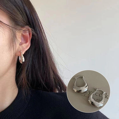 Korean Style S925 Silver Needle Personalized Geometric Double-layer Cross Circle Earrings Women's Retro Fashion Creative Earrings Ear Buckle Fashion