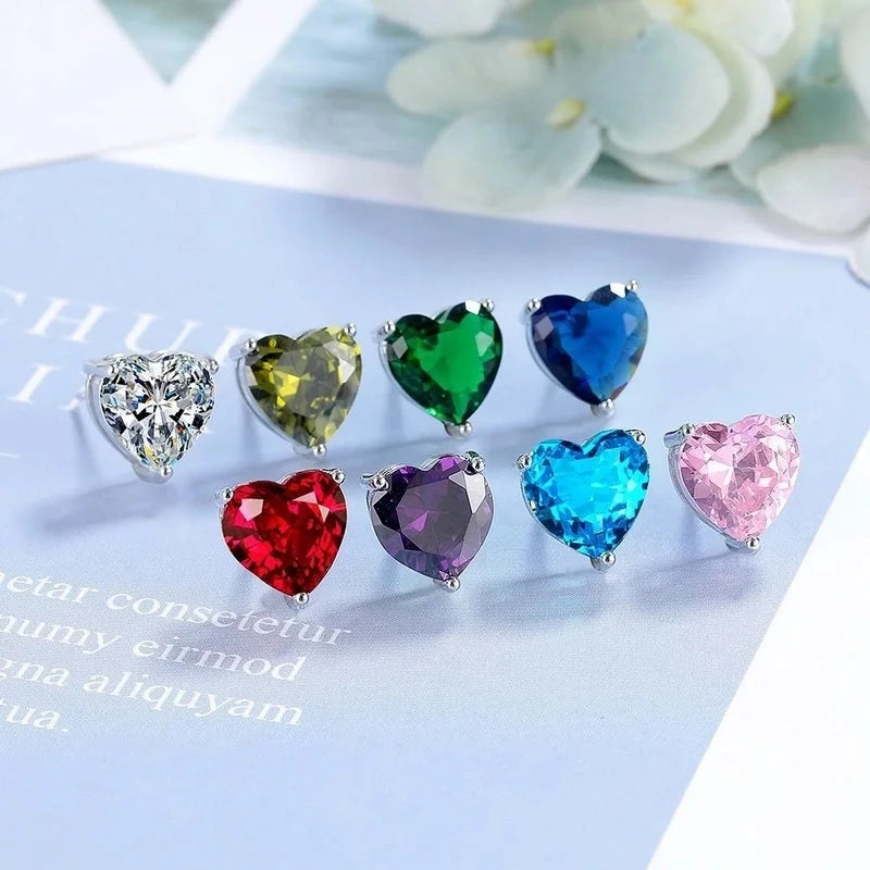 1 Pair IG Style Sweet Heart Shape Inlay Copper Zircon Rose Gold Plated White Gold Plated Ear Studs