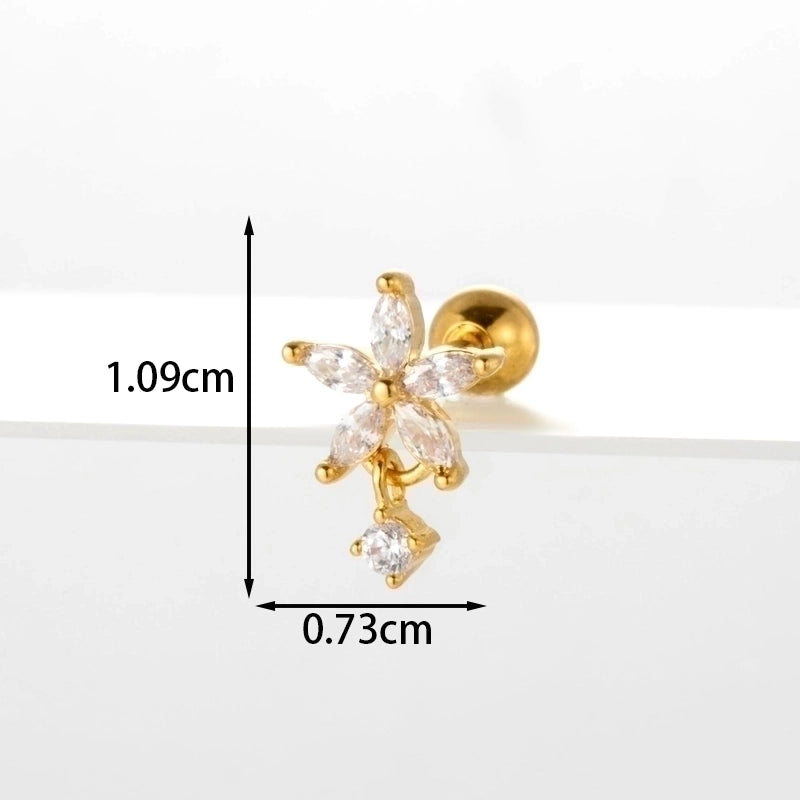 Ear Cartilage Rings & Studs Flower 316L Stainless Steel Copper