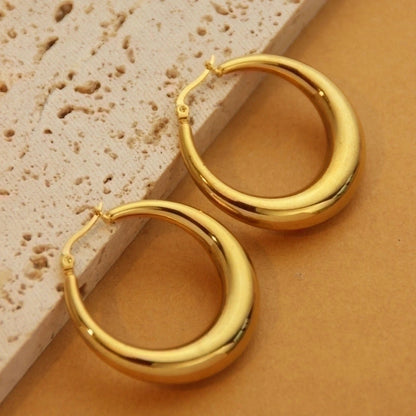 1 Pair Retro Minimalist C Shape U Shape Solid Color Plating Titanium Steel 18k Gold Plated Earrings
