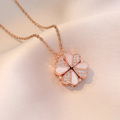 Minimalist Heart Shape Titanium Steel Inlay Rhinestones Women\'s Pendant Necklace
