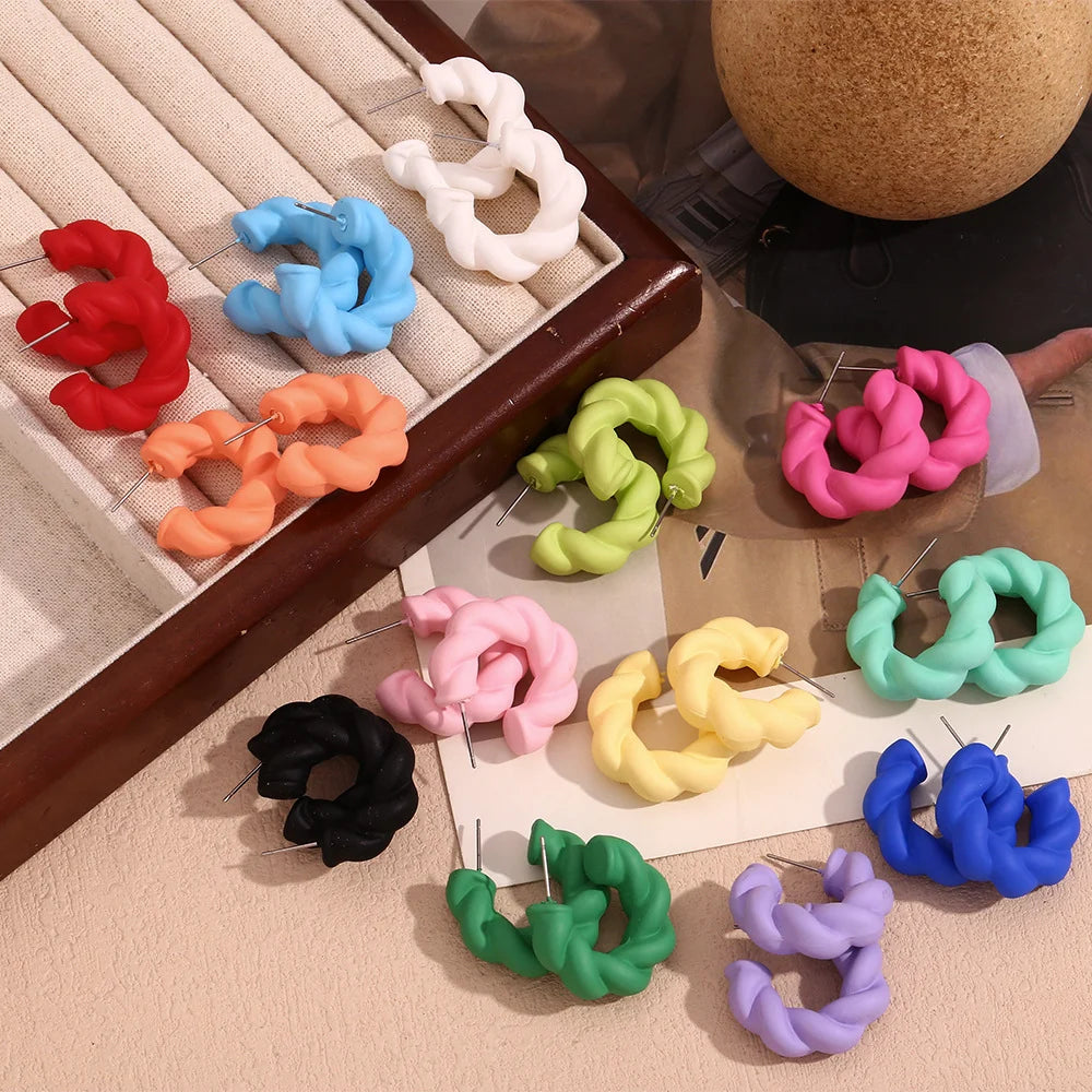 Fashion Twisted Geometric Stainless Steel 18K Gold Plated Stud Earrings