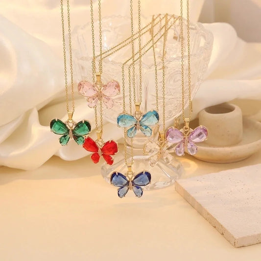 Minimalist Classic Style Butterfly 304 Stainless Steel Zircon 18K Gold Plated Plating Inlay Pendant Necklace