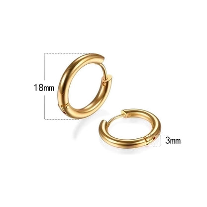 1 Pair Minimalist Round Plating Stainless Steel Titanium Steel 18K Gold Plated Hoop Earrings