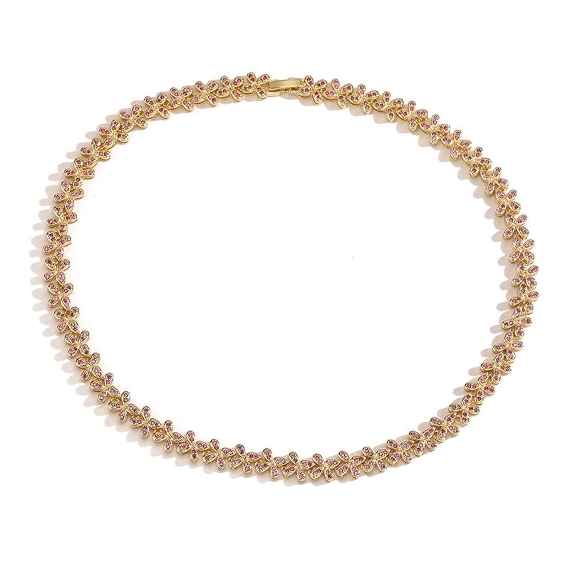 Copper 18K Gold Plated Plating Inlay Butterfly Zircon Bracelets Necklace