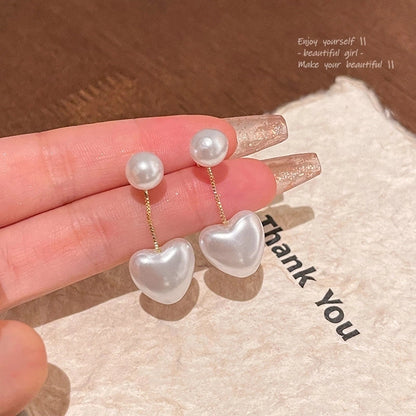 Fashion Geometric Star Flower Imitation Pearl Alloy Tassel Women\'s Drop Earrings 1 Pair