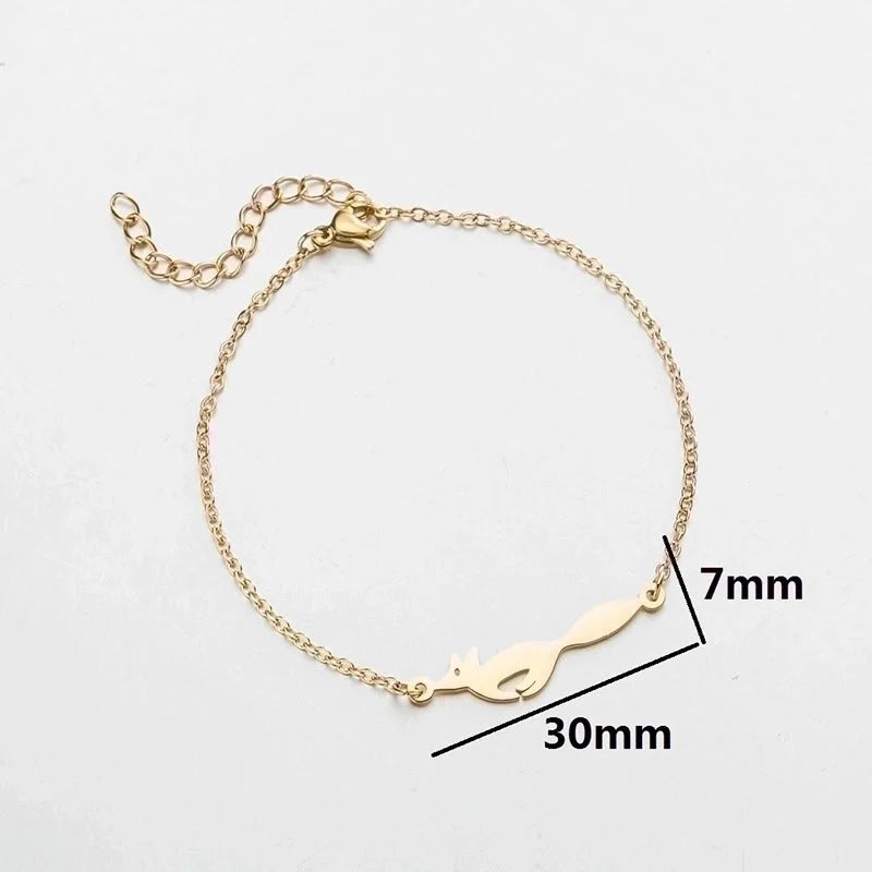Cute Lady Letter Fox Horse 201 Stainless Steel 18K Gold Plated Bracelets In Bulk