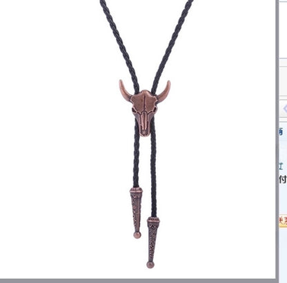 Punk Classic Style Star Cattle Skull Alloy Leather Rope Halloween Unisex Bolo Ties