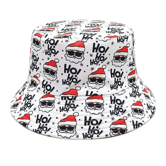 Women's Retro Santa Claus Letter Printing Wide Eaves Bucket Hat