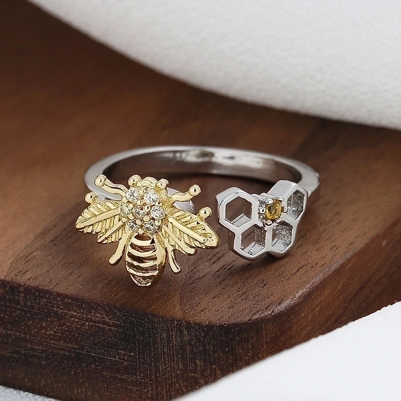 Fashion Sunflower Bee Butterfly Copper Inlay Zircon Rings