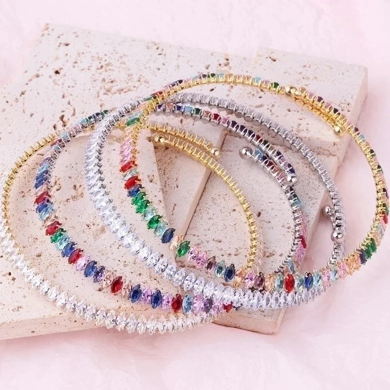 Minimalist Round Copper Inlay Zircon Bracelets Necklace