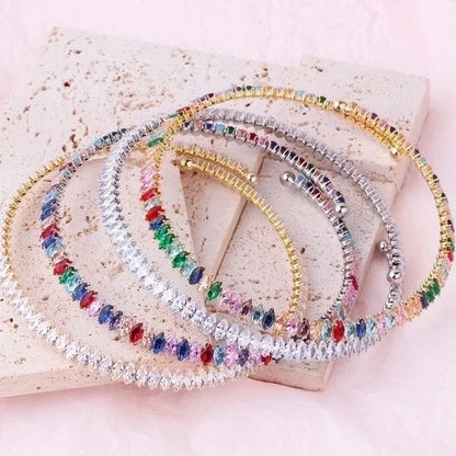 Minimalist Round Copper Inlay Zircon Bracelets Necklace