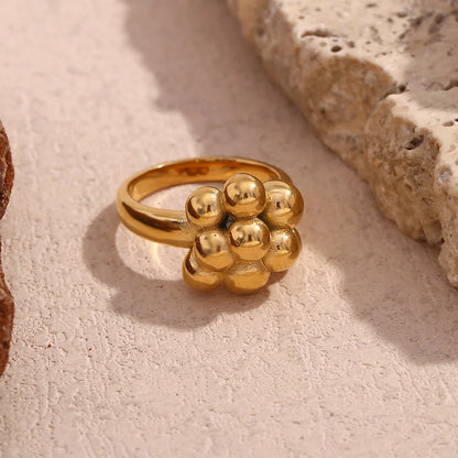 Fashion Creative Round Circle Geometric Stainless Steel 18K Gold Plated Rings