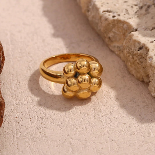 Fashion Creative Round Circle Geometric Stainless Steel 18K Gold Plated Rings