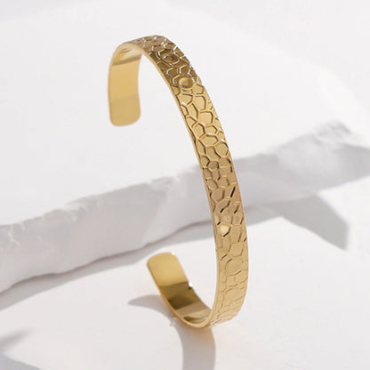 2 Pieces Expressive Stripe Stainless Steel Electroplating Bangles