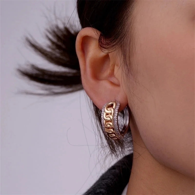 1 Pair Minimalist Commute Color Block Three-dimensional Inlay Copper Zircon Gold Plated Silver Plated Earrings