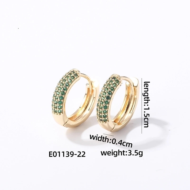 1 Pair Casual Modern Style Round Inlay Copper Zircon K Gold Plated Rhodium Plated Earrings