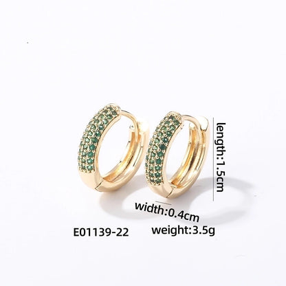 1 Pair Casual Modern Style Round Inlay Copper Zircon K Gold Plated Rhodium Plated Earrings