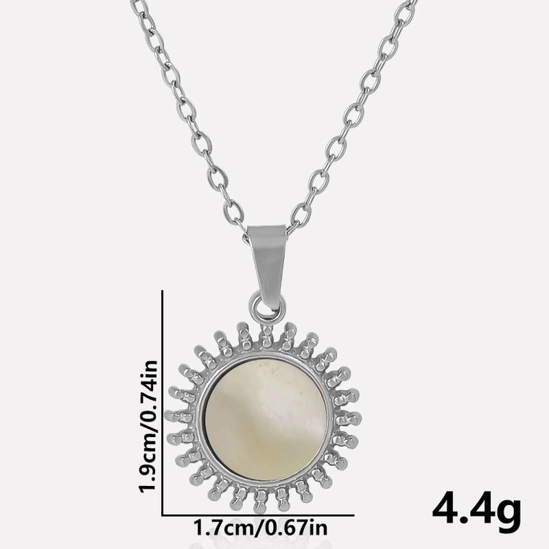 Vintage Style Classic Style Round 304 Stainless Steel Shell Abalone Shell 18K Gold Plated Irregular Plating Pendant Necklace