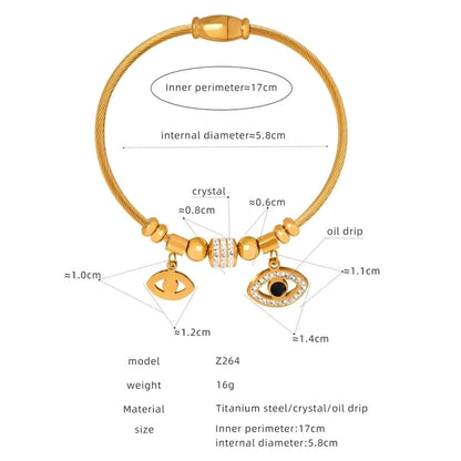 Casual Minimalist Star Heart Shape Butterfly Titanium Steel 18K Gold Plated Rhinestones Bangle In Bulk