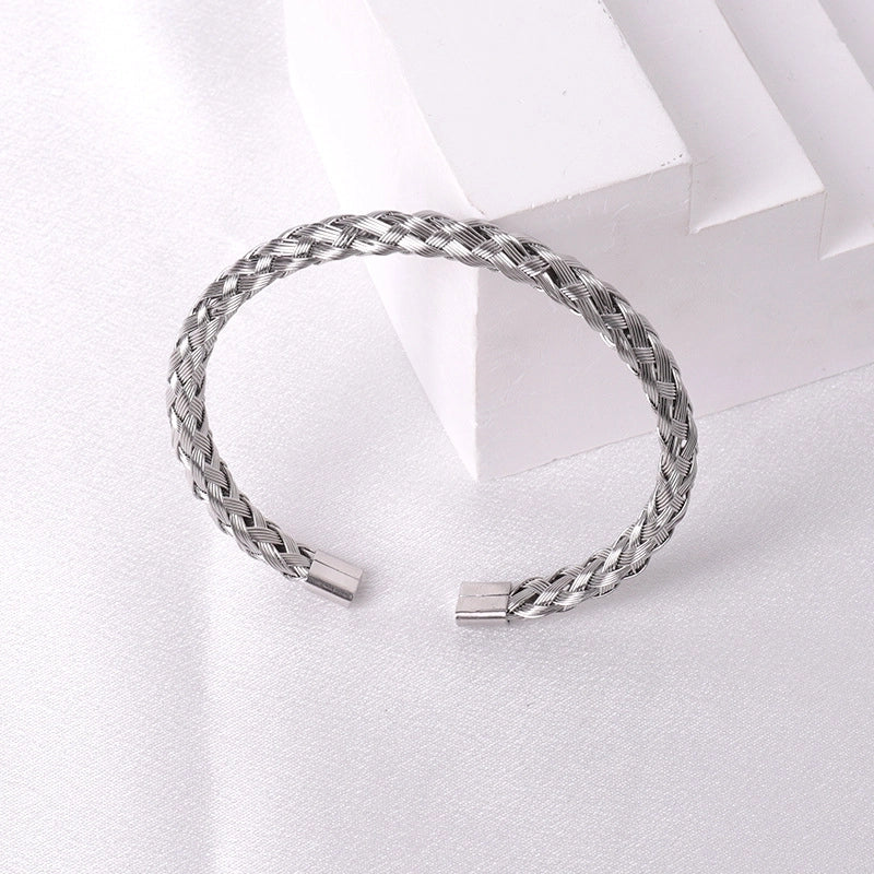 Casual Minimalist Solid Color Stainless Steel Plating Bangle