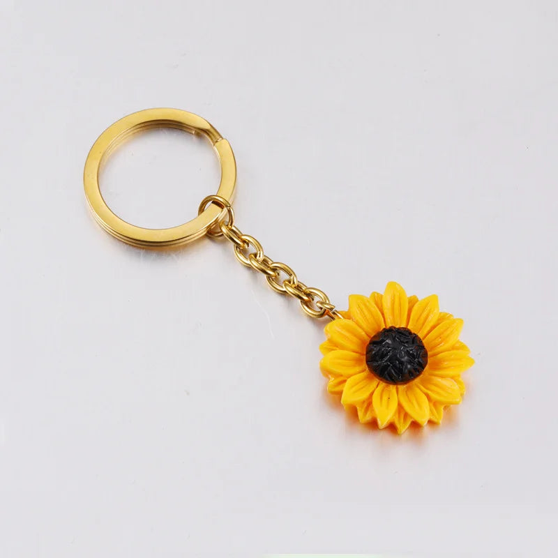 Mirror Stainless Steel Pendant Keychain Sunflower Pendant Pendant Diy Accessories