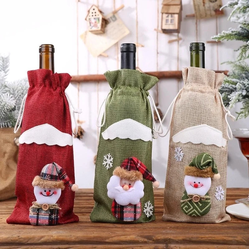 Christmas Decorations Christmas Bottle Set Wine Champagne Bottle Bag Dining Table Dress Up