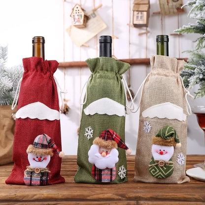 Christmas Decorations Christmas Bottle Set Wine Champagne Bottle Bag Dining Table Dress Up